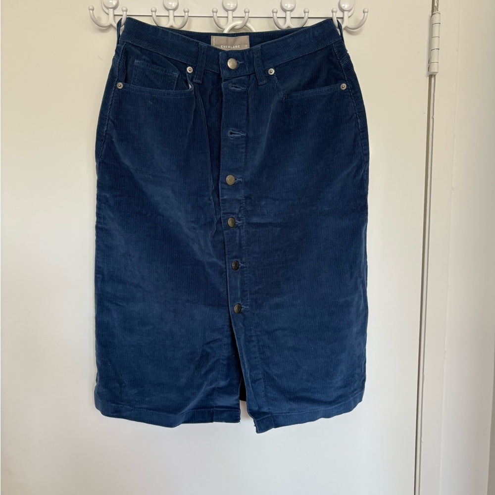 Everlane Blue Corduroy Skirt